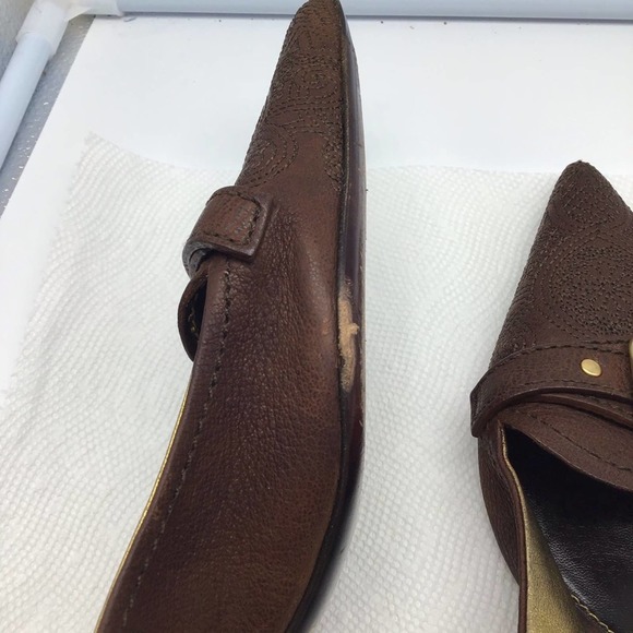 PRADA brown leather low heel strap pumps women’s size 39.5 - Picture 8 of 16